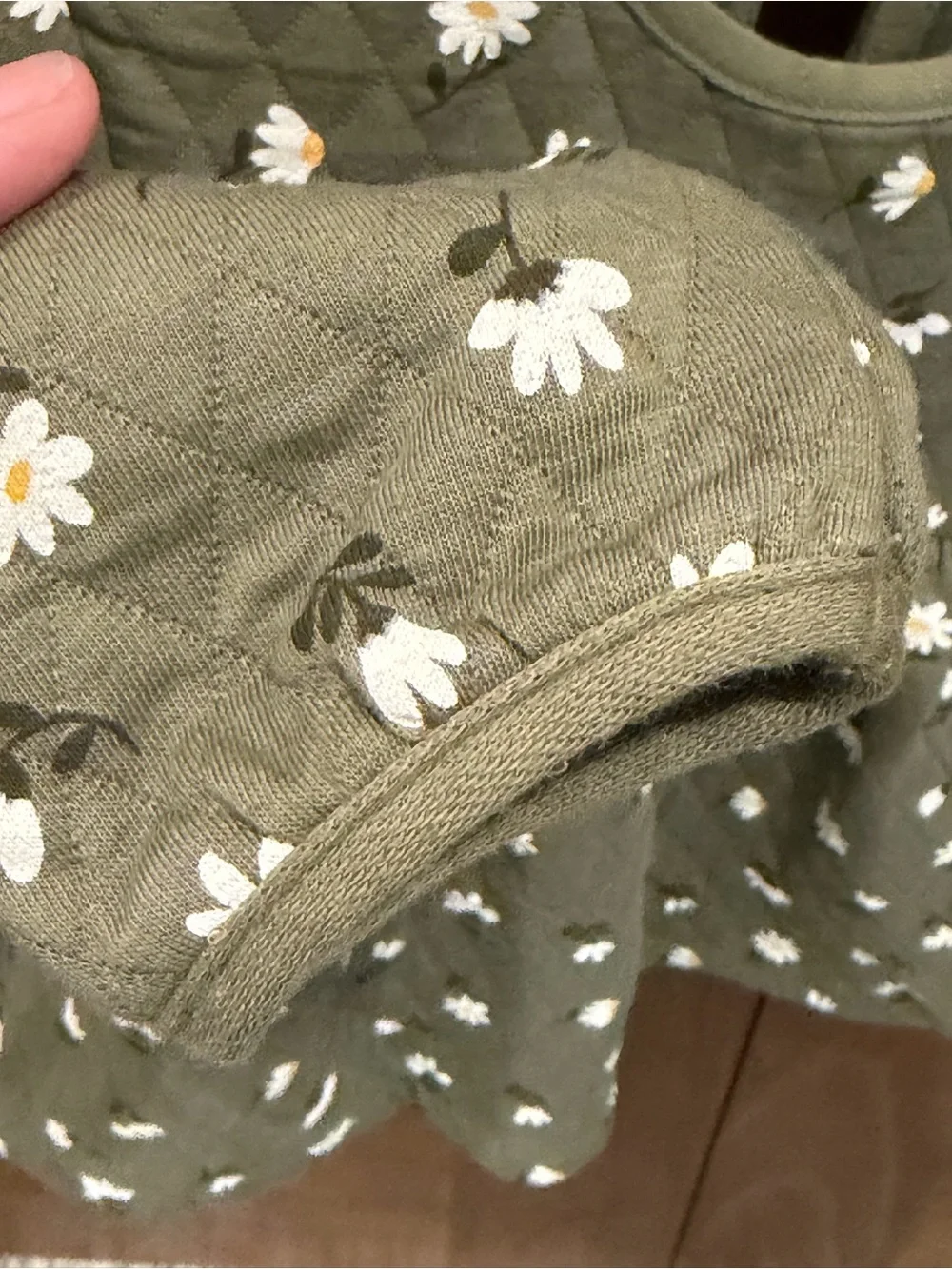 Old Navy Baby Girls Olive Floral Quilted Long Sleeve Dress, 12-18 months, NWT